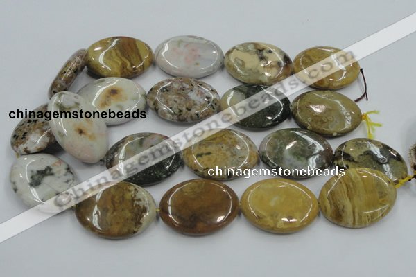 CAB952 15.5 inches 30*40mm oval ocean agate gemstone beads