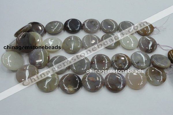 CAB956 15.5 inches 25mm flat round ocean agate gemstone beads