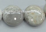 CAB964 15.5 inches 25mm flat round ocean agate gemstone beads