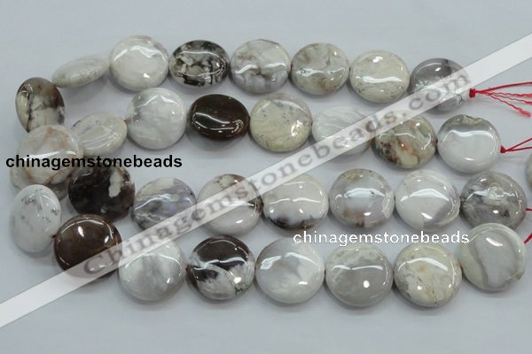 CAB964 15.5 inches 25mm flat round ocean agate gemstone beads