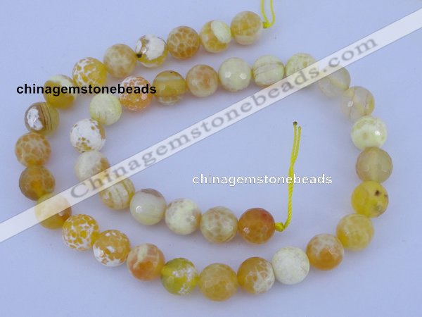 CAB968 15.5 inches 10mm faceted round fire crackle agate beads