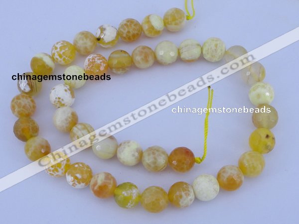 CAB969 15.5 inches 12mm faceted round fire crackle agate beads