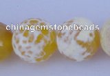 CAB970 15.5 inches 14mm faceted round fire crackle agate beads