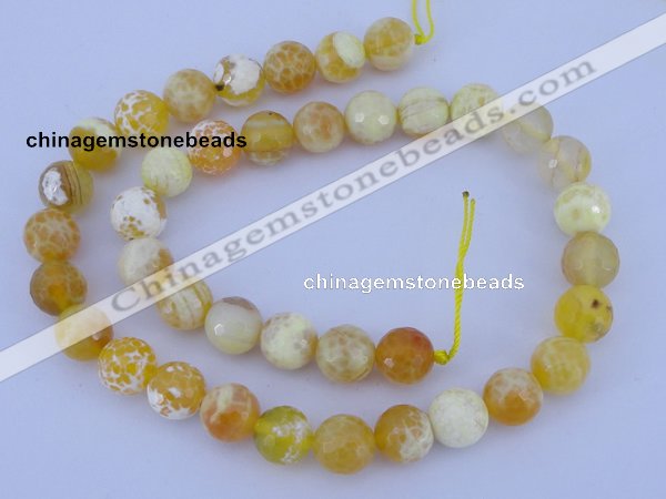 CAB970 15.5 inches 14mm faceted round fire crackle agate beads