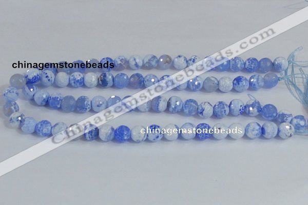 CAB973 15.5 inches 8mm faceted round fire crackle agate beads