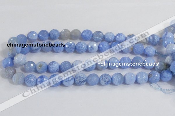 CAB974 15.5 inches 12mm faceted round fire crackle agate beads