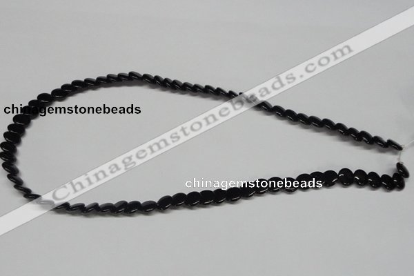 CAB980 15.5 inches 8mm flat round black agate gemstone beads wholesale