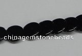 CAB981 15.5 inches 12mm flat round black agate gemstone beads wholesale