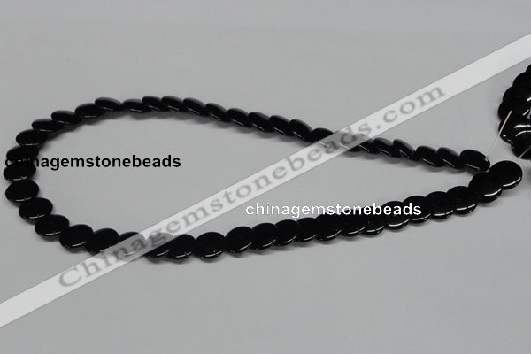 CAB981 15.5 inches 12mm flat round black agate gemstone beads wholesale