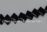 CAB983 15.5 inches 8*8mm rhombic black agate gemstone beads wholesale