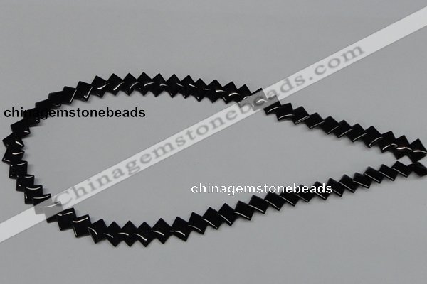 CAB983 15.5 inches 8*8mm rhombic black agate gemstone beads wholesale