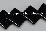 CAB985 15.5 inches 18*18mm rhombic black agate gemstone beads wholesale