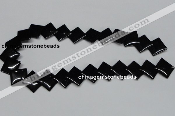 CAB985 15.5 inches 18*18mm rhombic black agate gemstone beads wholesale