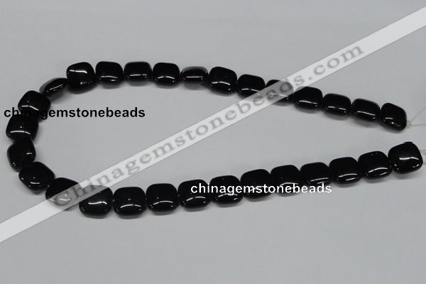 CAB986 15.5 inches 14*14mm square black agate gemstone beads wholesale