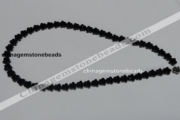 CAB987 15.5 inches 8*8mm star black agate gemstone beads wholesale