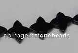 CAB989 15.5 inches 14*14mm flower black agate gemstone beads wholesale