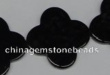 CAB991 15.5 inches 30*30mm flower black agate gemstone beads wholesale