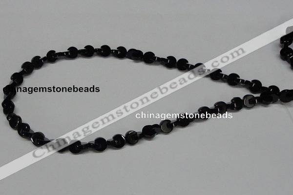 CAB992 15.5 inches 8*8mm curved moon black agate gemstone beads