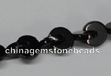 CAB993 15.5 inches 10*10mm curved moon black agate gemstone beads