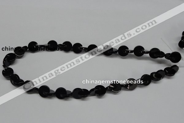 CAB993 15.5 inches 10*10mm curved moon black agate gemstone beads