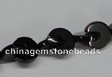 CAB994 15.5 inches 12*12mm curved moon black agate gemstone beads