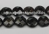 CAE115 15.5 inches 12mm faceted coin astrophyllite beads wholesale