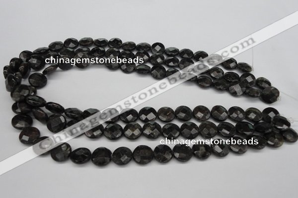 CAE115 15.5 inches 12mm faceted coin astrophyllite beads wholesale