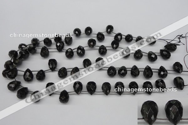 CAE43 Top-drilled 10*14mm faceted teardrop astrophyllite beads