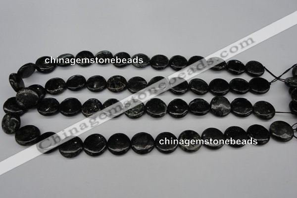 CAE46 15.5 inches 15mm flat round astrophyllite beads wholesale