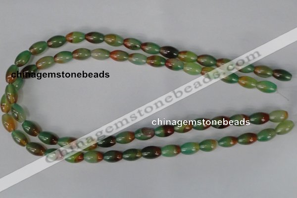 CAG1007 15.5 inches 8*12mm rice rainbow agate beads wholesale