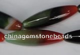 CAG1017 15.5 inches 12*40mm rice rainbow agate beads