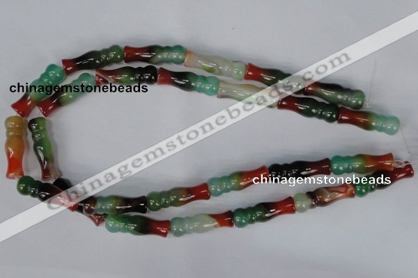 CAG1018 15.5 inches 10*30mm bone rainbow agate beads