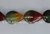 CAG1029 15.5 inches 13*18mm flat teardrop rainbow agate beads