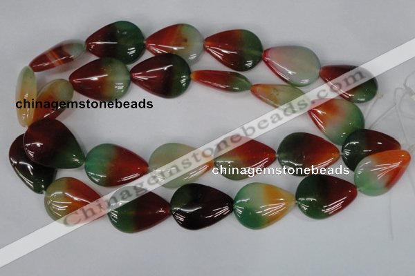 CAG1030 15.5 inches 22*30mm flat teardrop rainbow agate beads