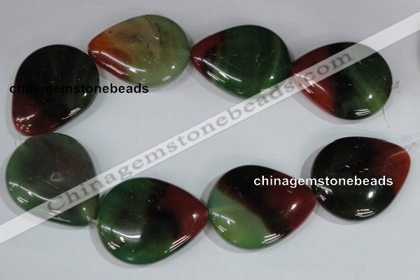 CAG1031 15.5 inches 40*50mm flat teardrop rainbow agate beads