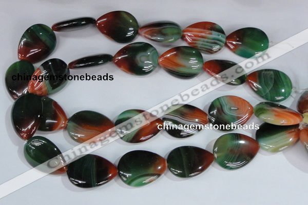 CAG1034 15.5 inches 22*30mm flat teardrop rainbow agate beads