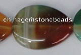 CAG1035 15.5 inches 30*40mm flat teardrop rainbow agate beads