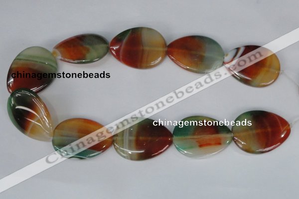 CAG1035 15.5 inches 30*40mm flat teardrop rainbow agate beads