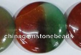 CAG1041 15.5 inches 40mm flat round rainbow agate beads