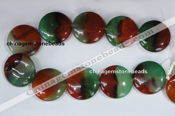 CAG1041 15.5 inches 40mm flat round rainbow agate beads
