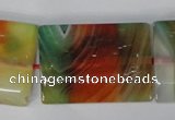 CAG1057 15.5 inches 25*35mm flat tube rainbow agate beads