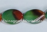 CAG1063 15.5 inches 18*25mm twisted oval rainbow agate beads