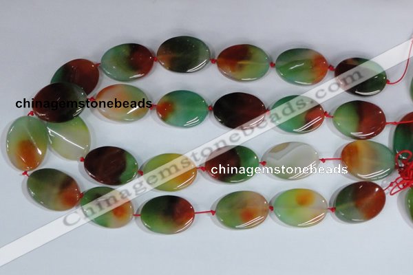 CAG1064 15.5 inches 22*30mm twisted oval rainbow agate beads