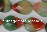 CAG1070 15.5 inches 18*25mm faceted flat teardrop rainbow agate beads