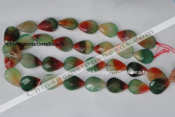 CAG1070 15.5 inches 18*25mm faceted flat teardrop rainbow agate beads