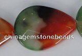 CAG1072 15.5 inches 30*40mm faceted flat teardrop rainbow agate beads