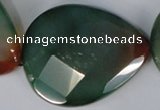 CAG1073 15.5 inches 40*50mm faceted flat teardrop rainbow agate beads