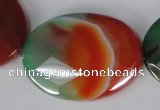 CAG1078 15.5 inches 30*40mm faceted oval rainbow agate beads