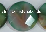 CAG1088 15.5 inches 40mm faceted coin rainbow agate beads