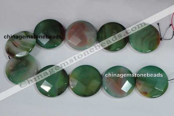 CAG1088 15.5 inches 40mm faceted coin rainbow agate beads